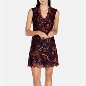 Karen Millen Purple Coral Ornate Lace Floral Dress Lined NEW